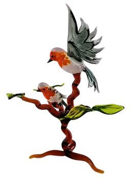 2 Rotkehlchen auf Ast, stehend